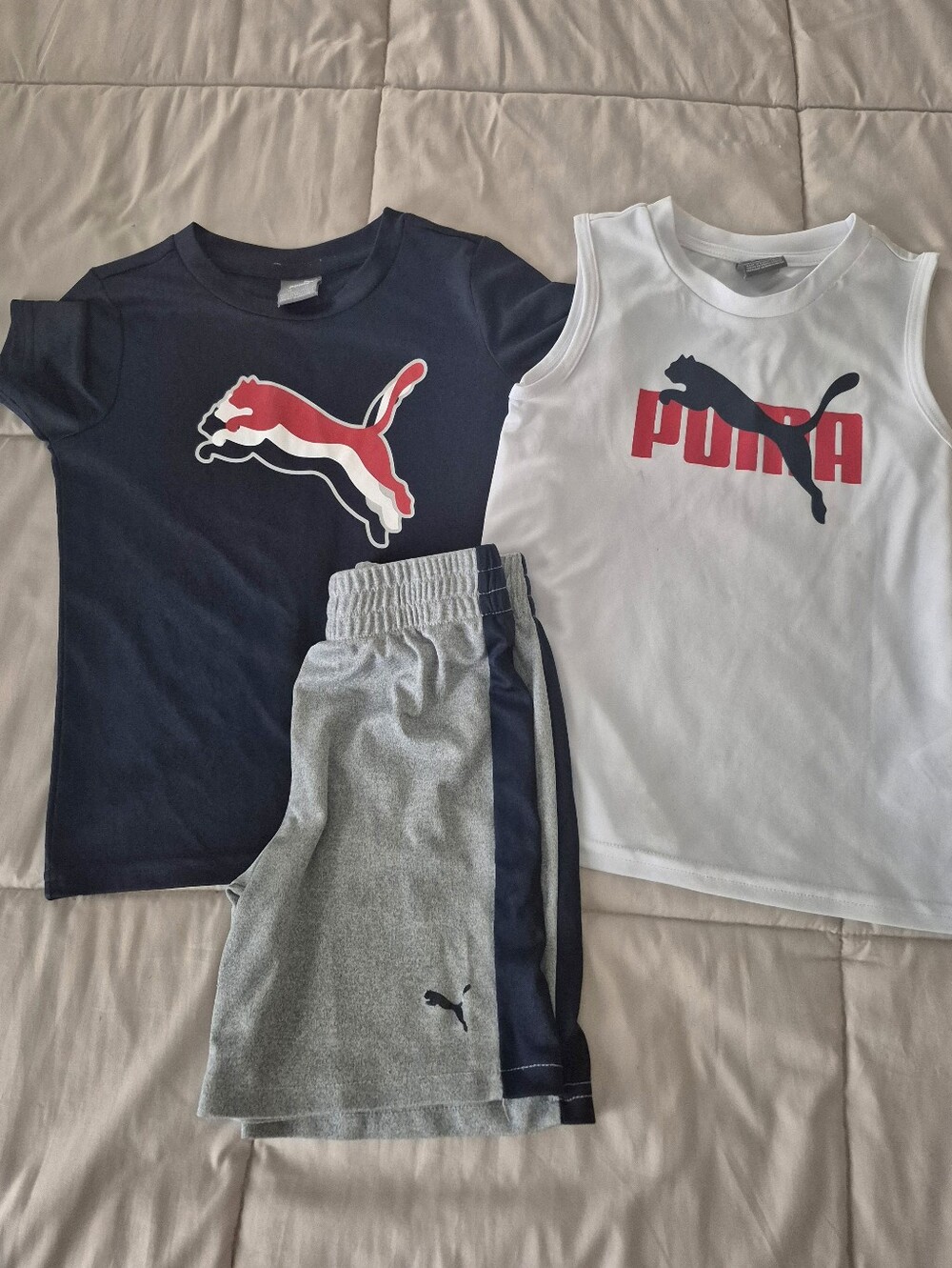 Puma Navy, White & Gray Kids 3-Piece Athletic Set